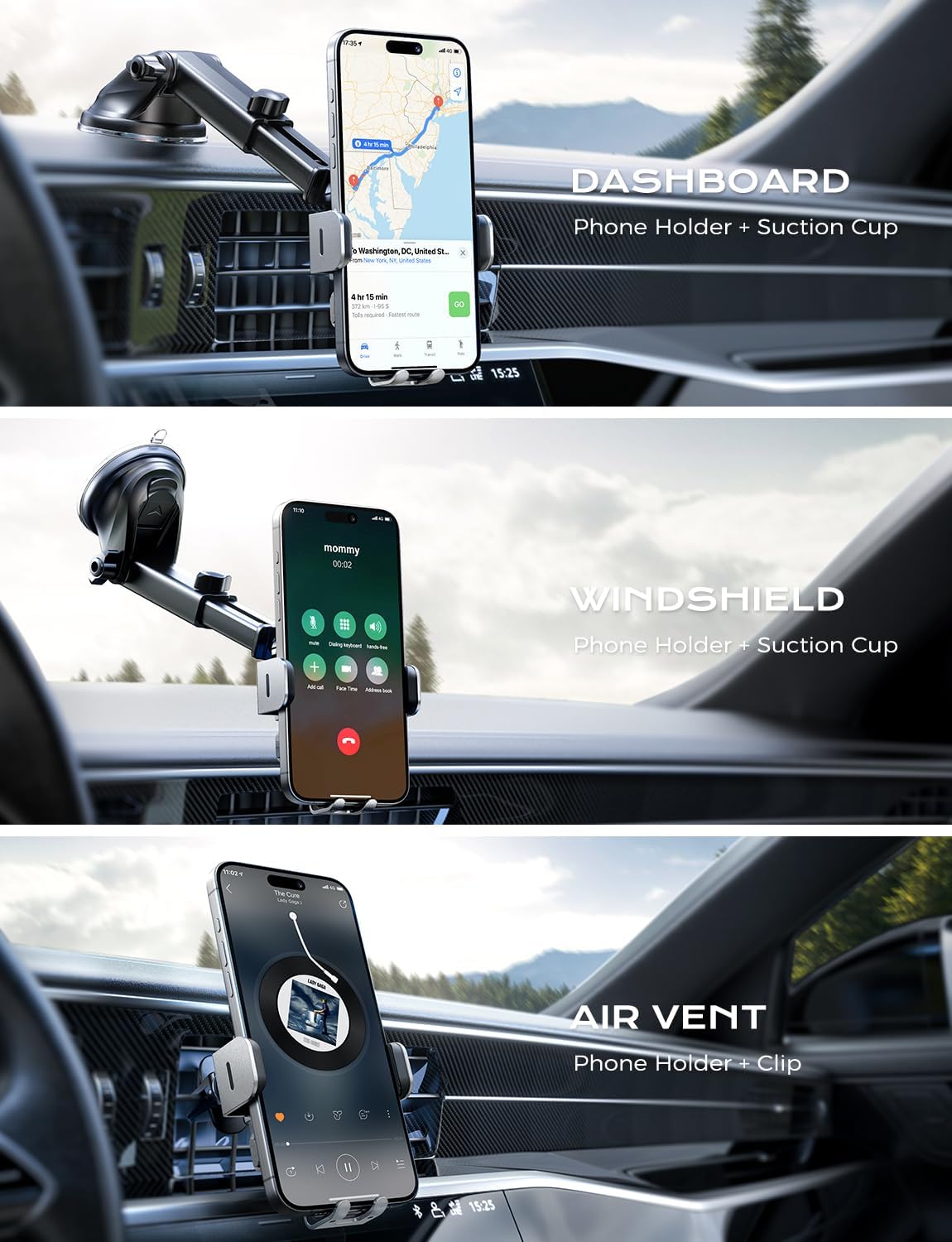 Chargeur Voiture 15 W Auto‑Clamp – Support Qi pour Téléphone