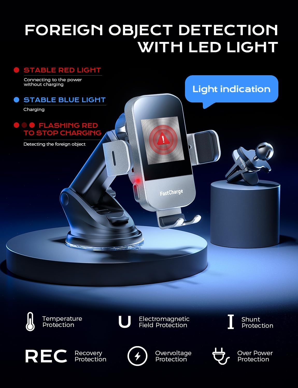 Chargeur Voiture 15 W Auto‑Clamp – Support Qi pour Téléphone