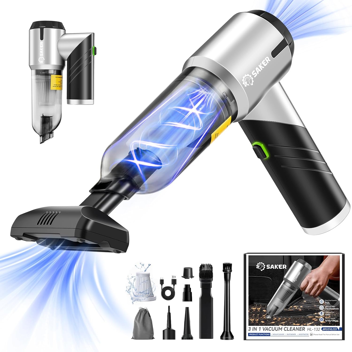 Aspirateur portable pour voiture – Léger, pliable, aspiration puissante en un seul clic