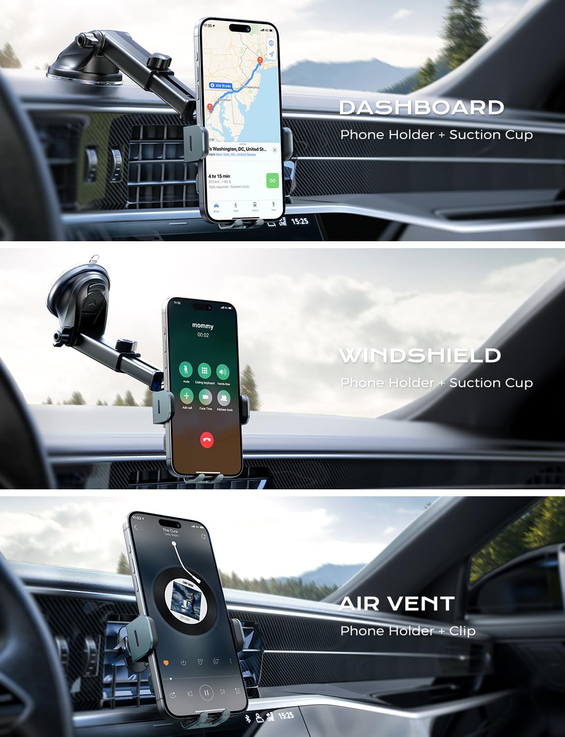 Chargeur Voiture 15 W Auto‑Clamp – Support Qi pour Téléphone