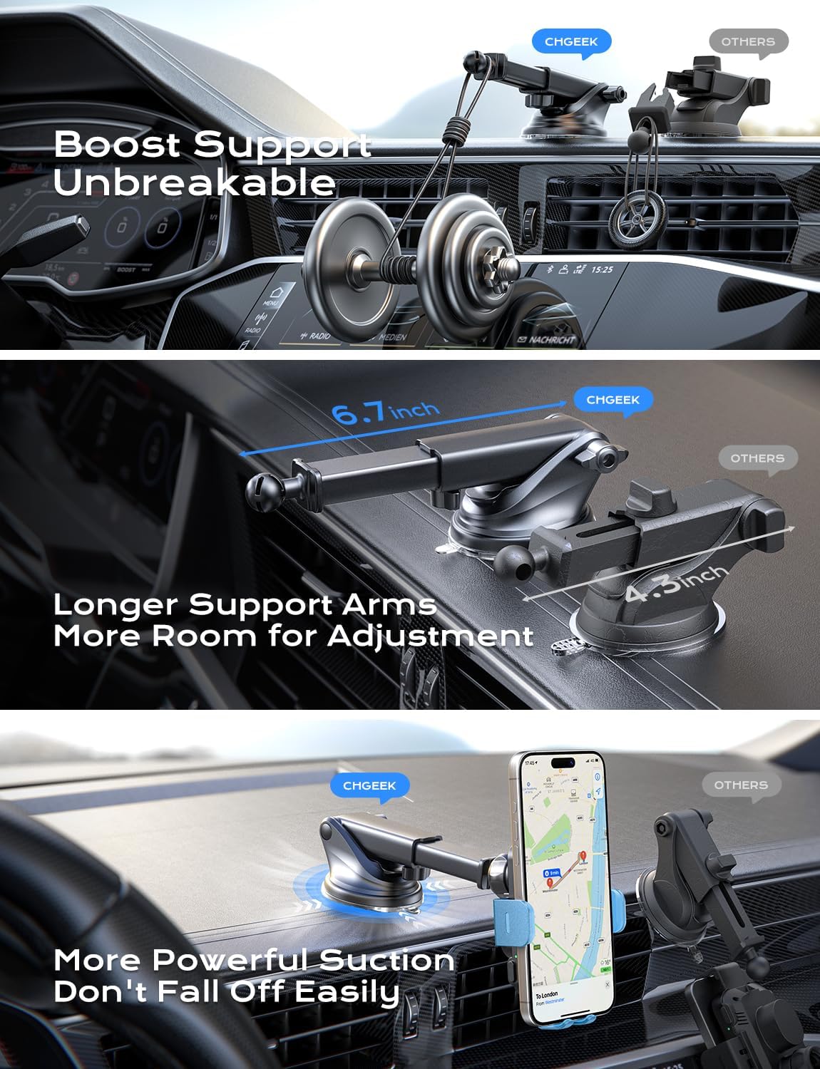 Chargeur Voiture 15 W Auto‑Clamp – Support Qi pour Téléphone