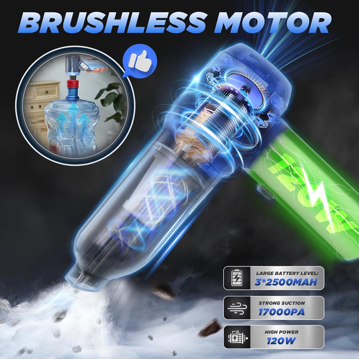Aspirateur portable pour voiture – Léger, pliable, aspiration puissante en un seul clic
