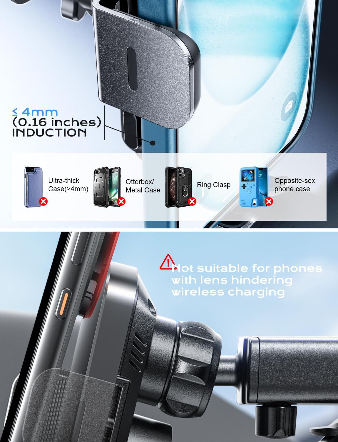 Chargeur Voiture 15 W Auto‑Clamp – Support Qi pour Téléphone