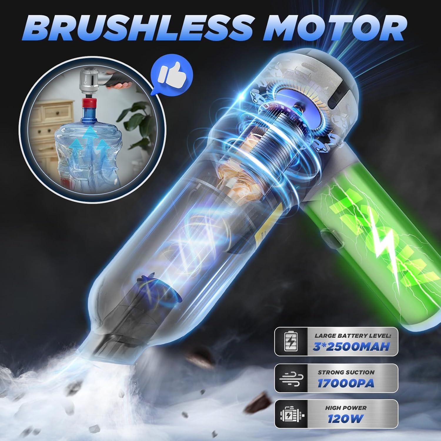 Aspirateur portable pour voiture – Léger, pliable, aspiration puissante en un seul clic