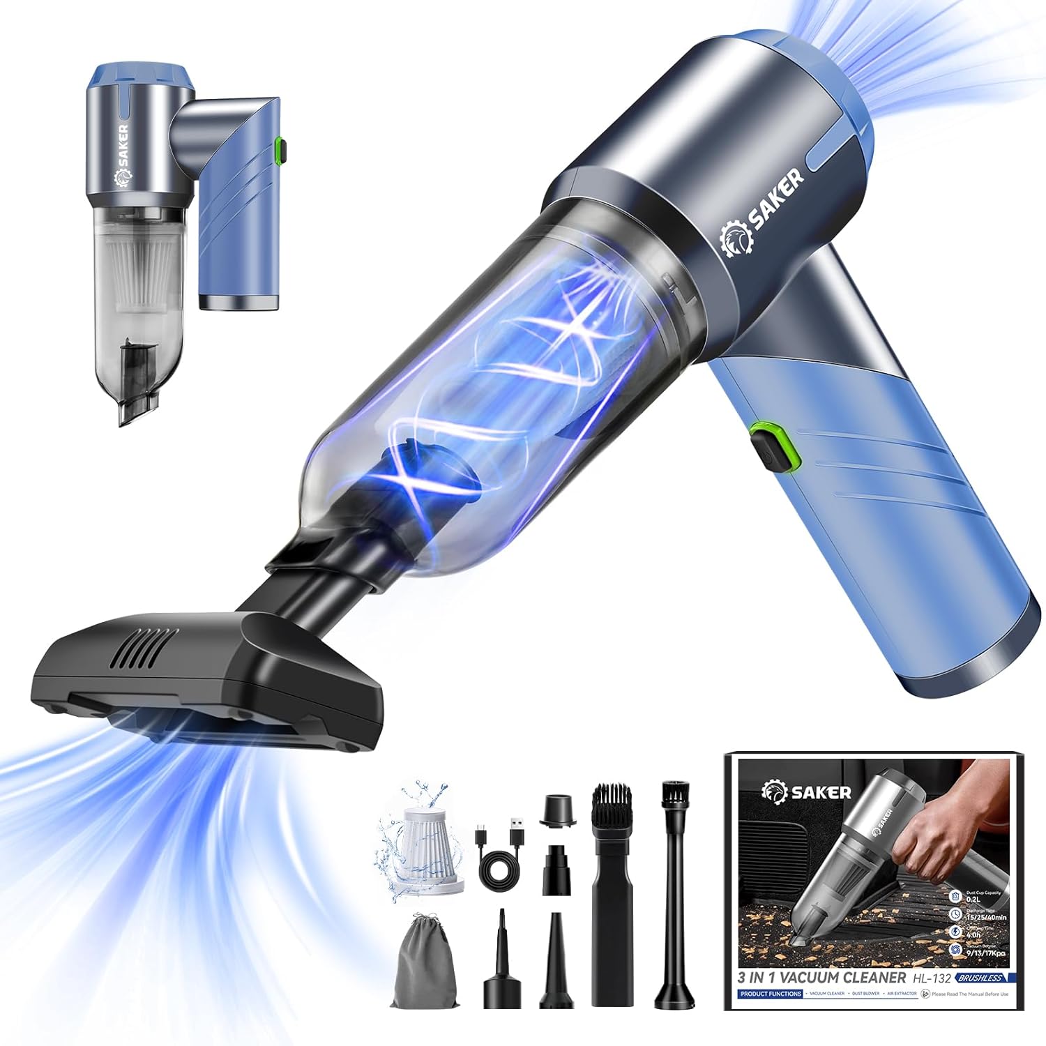 Aspirateur portable pour voiture – Léger, pliable, aspiration puissante en un seul clic