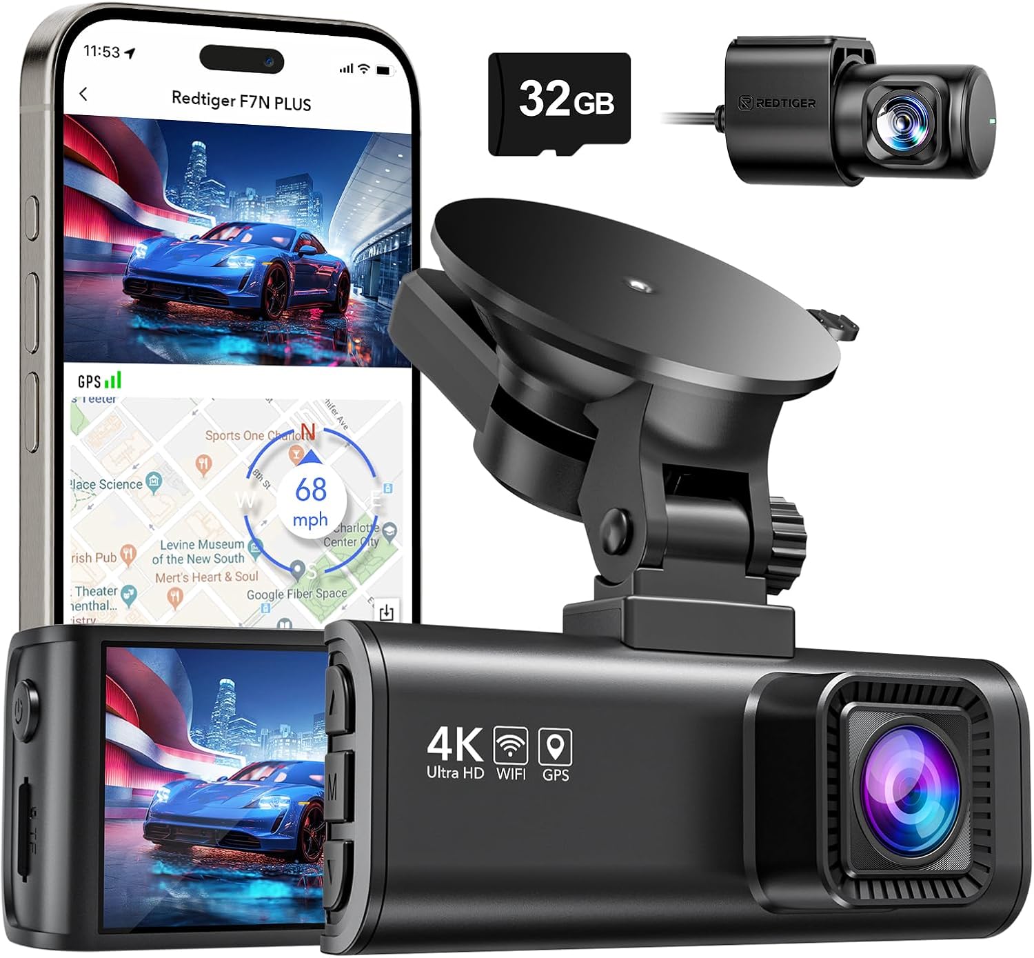Caméra de Voiture REDTIGER F7NP – Dashcam Avant & Arrière 4K/2.5K avec Wi-Fi, GPS et Écran IPS 3.18