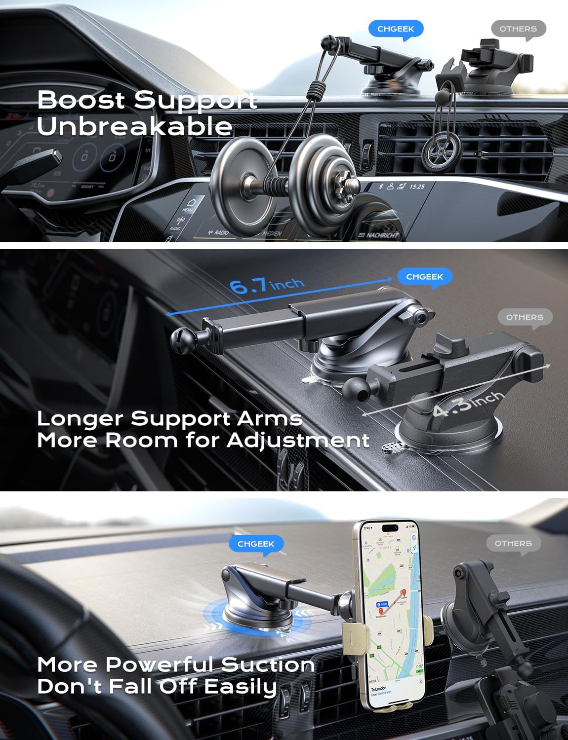 Chargeur Voiture 15 W Auto‑Clamp – Support Qi pour Téléphone