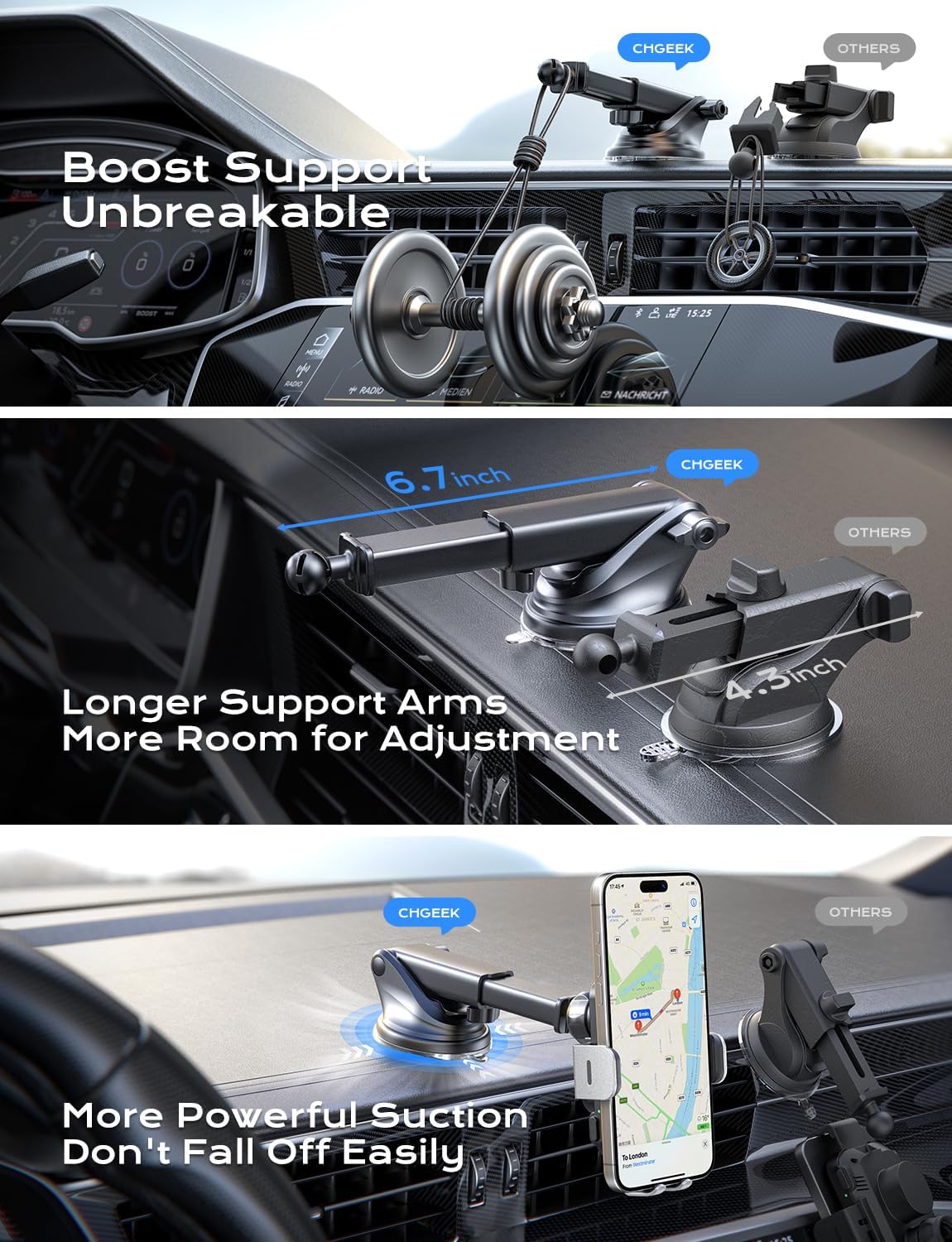 Chargeur Voiture 15 W Auto‑Clamp – Support Qi pour Téléphone