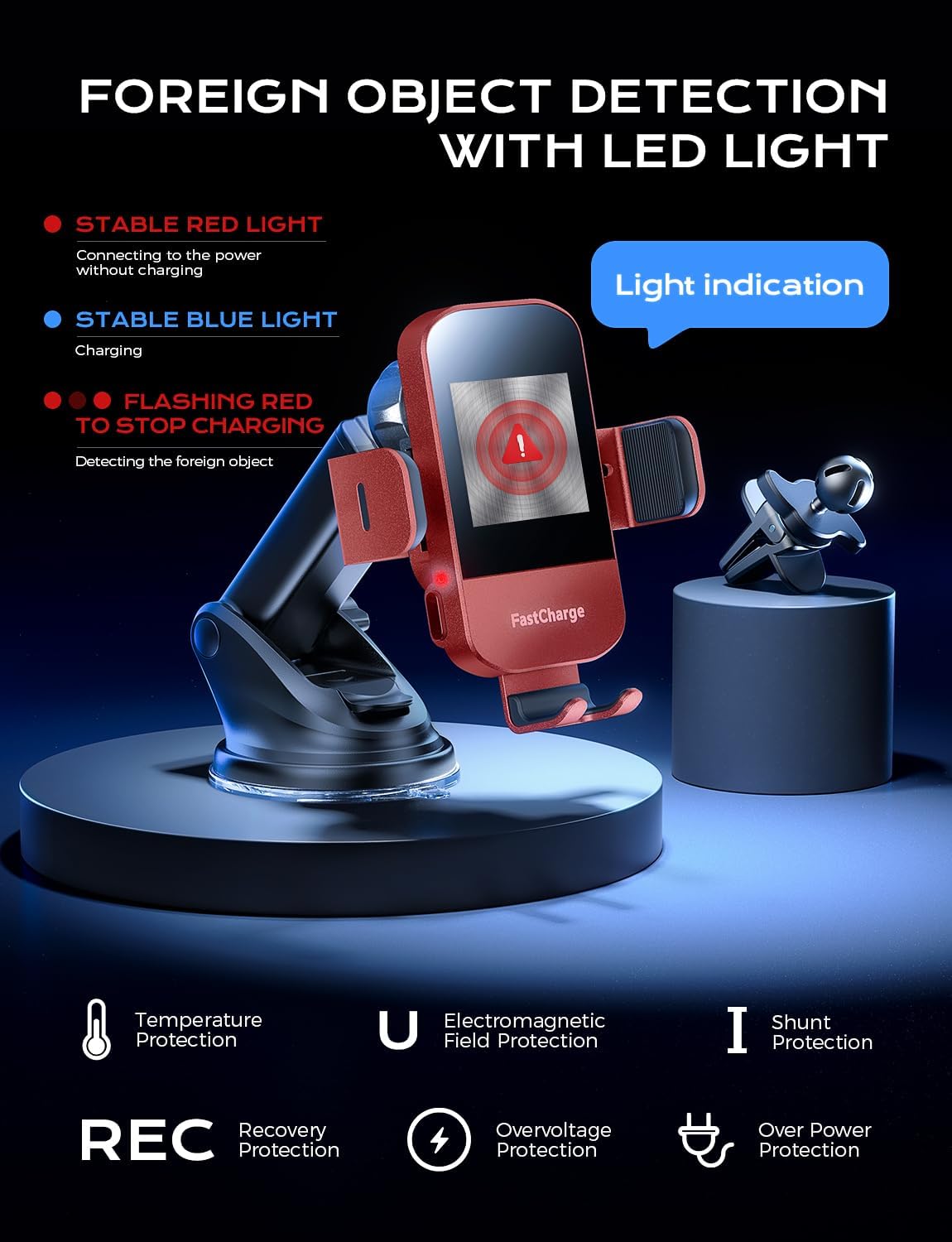 Chargeur Voiture 15 W Auto‑Clamp – Support Qi pour Téléphone