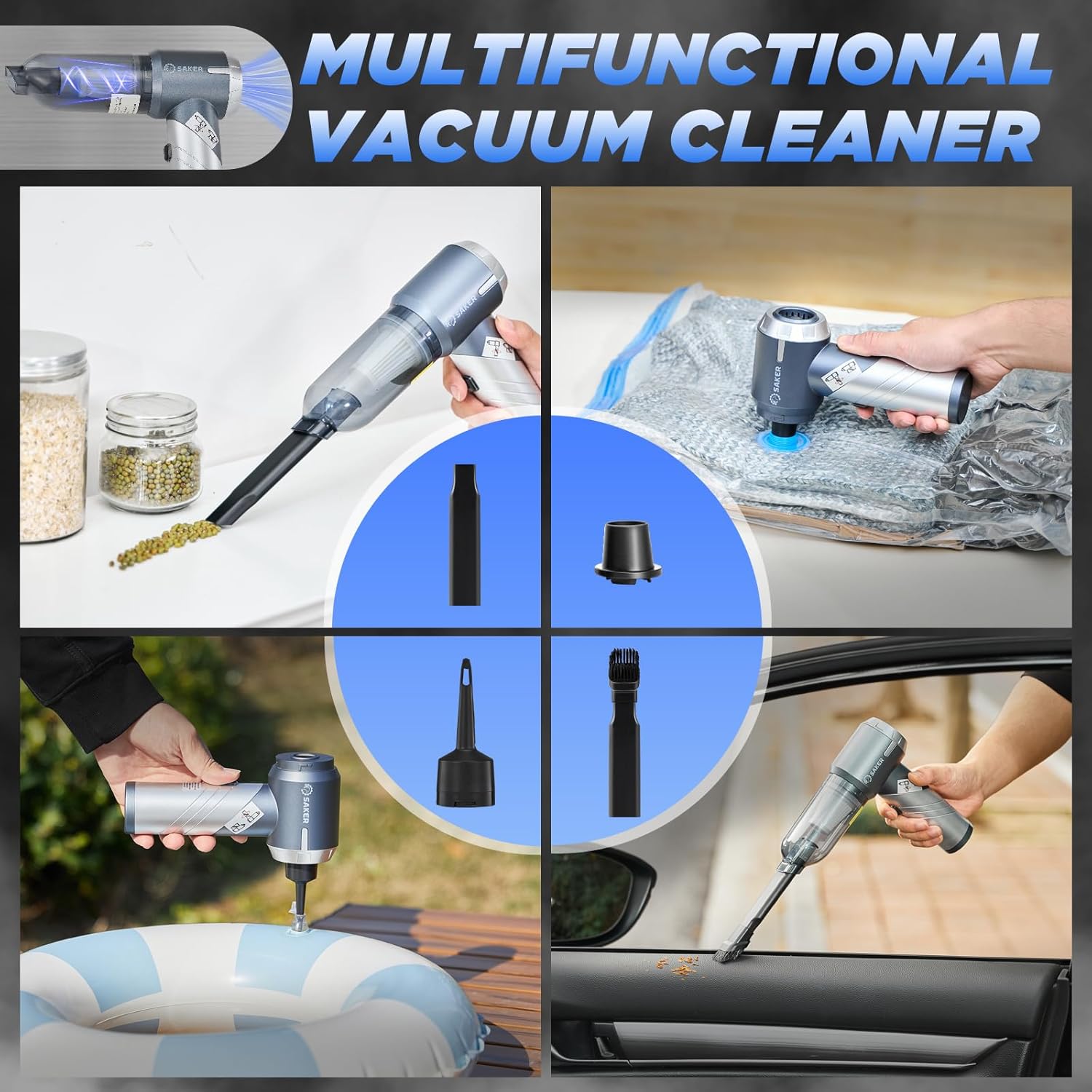 Aspirateur portable pour voiture – Léger, pliable, aspiration puissante en un seul clic
