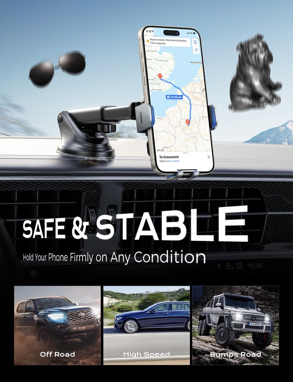 Chargeur Voiture 15 W Auto‑Clamp – Support Qi pour Téléphone