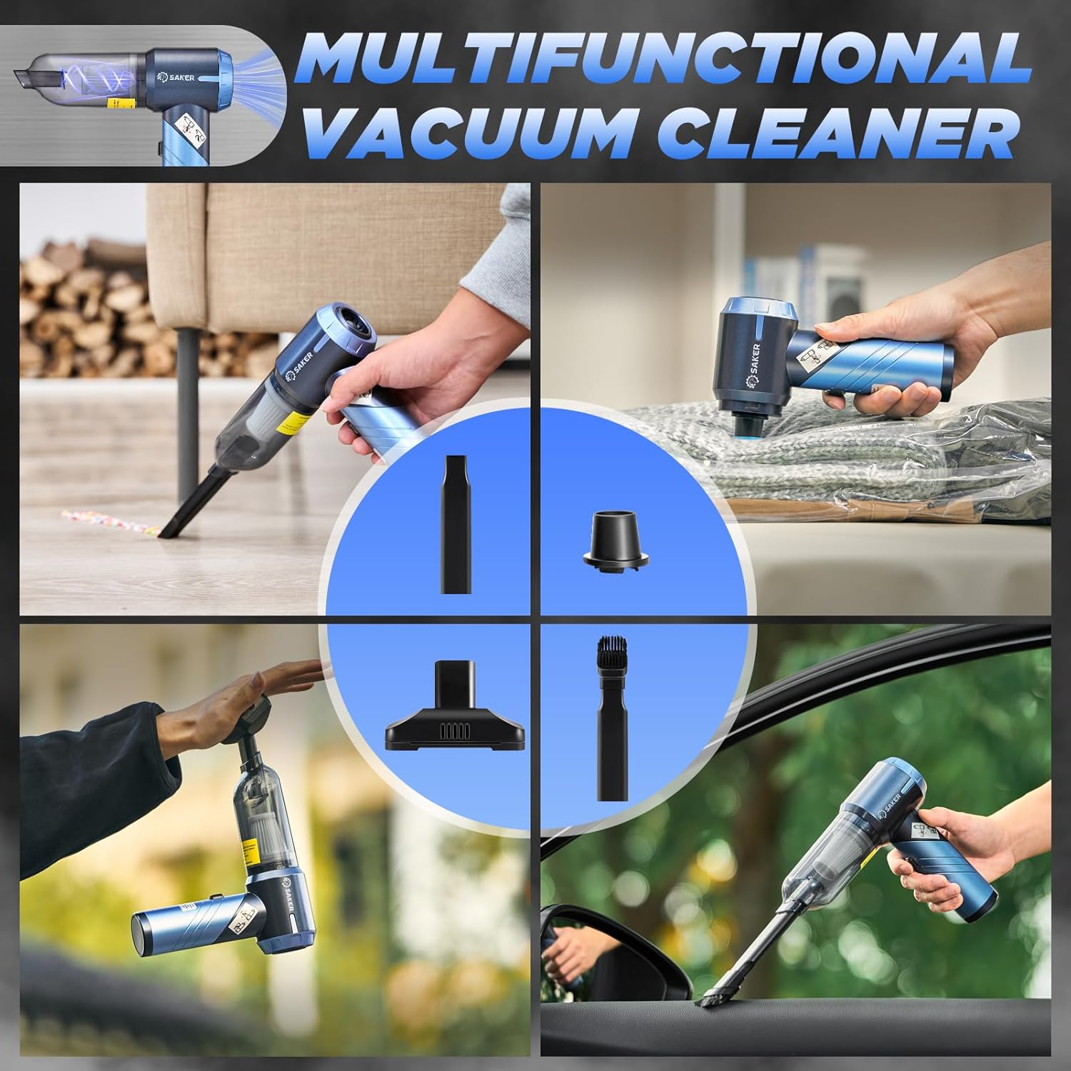 Aspirateur portable pour voiture – Léger, pliable, aspiration puissante en un seul clic