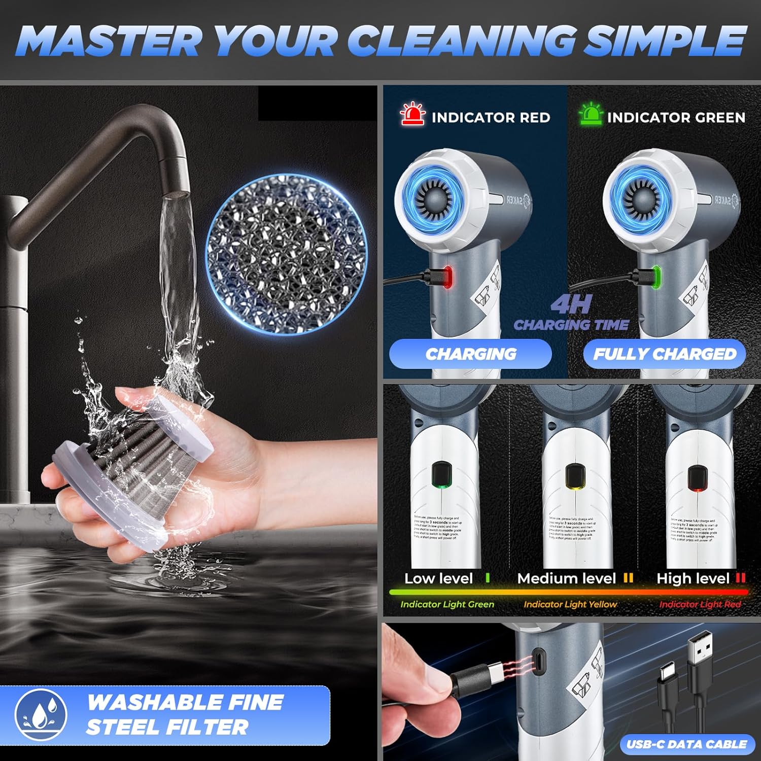 Aspirateur portable pour voiture – Léger, pliable, aspiration puissante en un seul clic