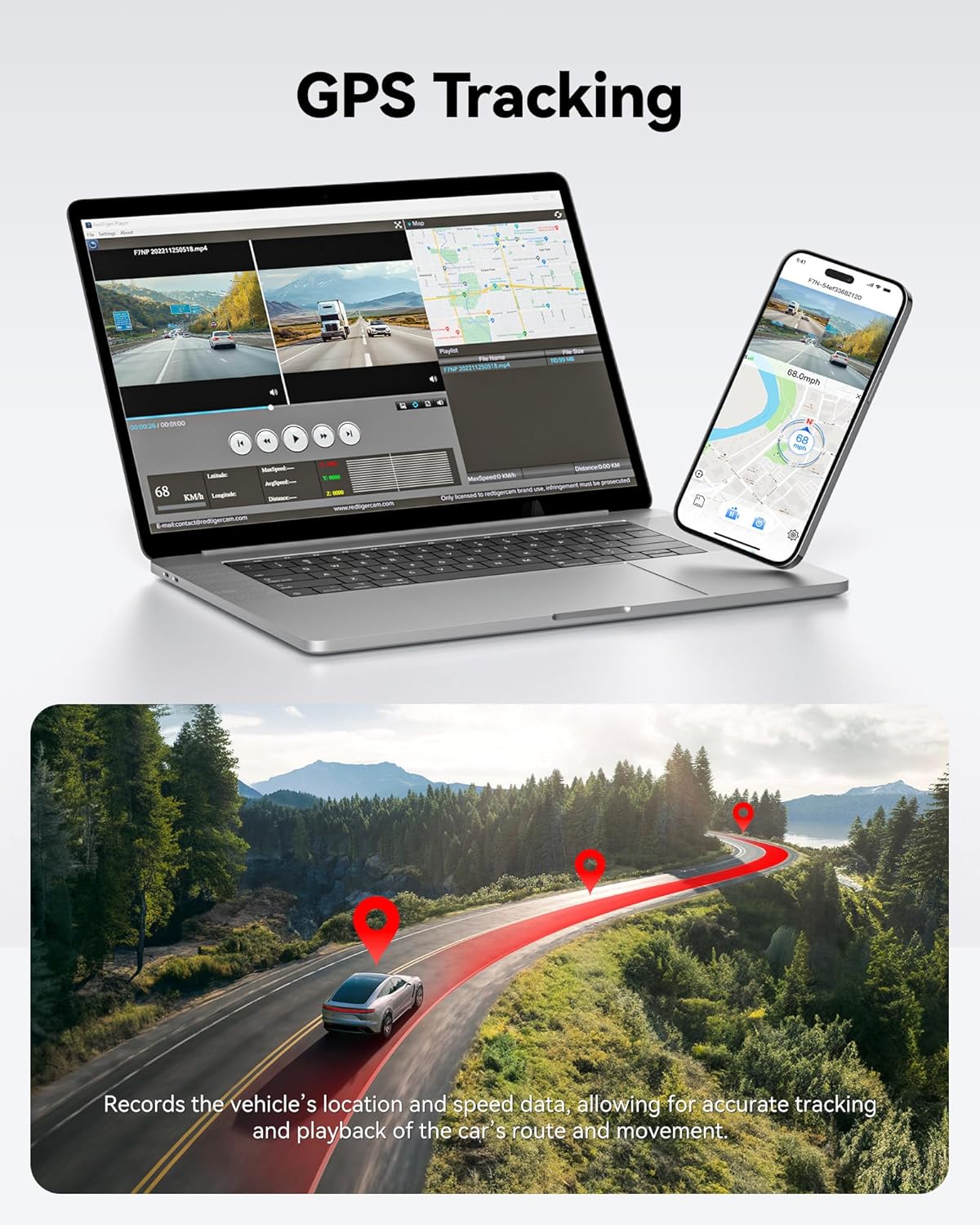 Caméra de Voiture REDTIGER F7NP – Dashcam Avant & Arrière 4K/2.5K avec Wi-Fi, GPS et Écran IPS 3.18